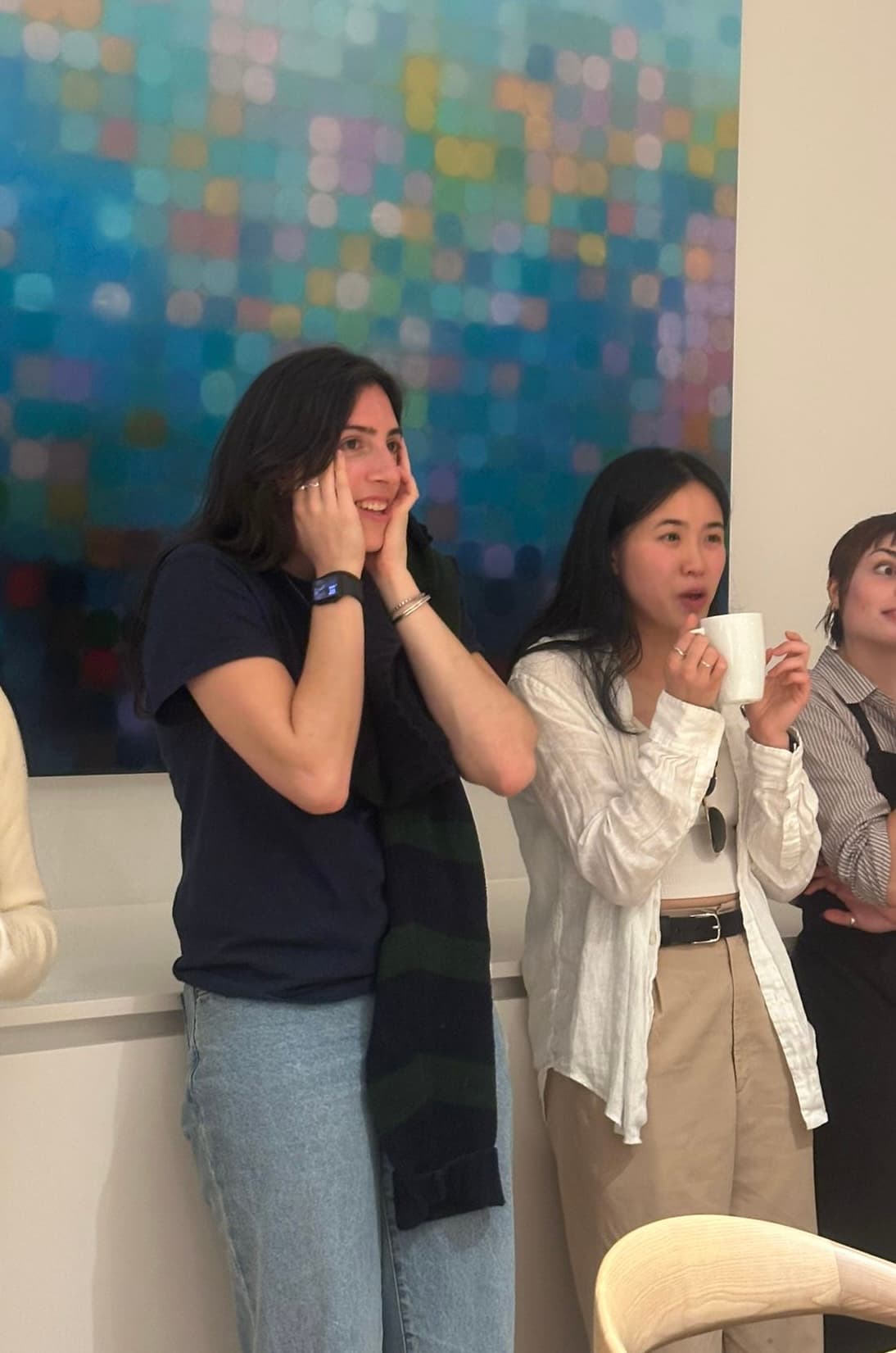 Guests reacting during an Inspector Byte murder mystery dinner